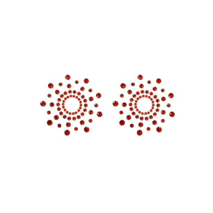 Paire de cache tétons adhésifs strass rouge