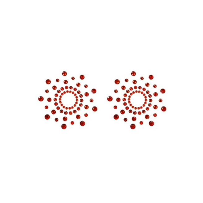 Paire de cache tétons adhésifs strass rouge