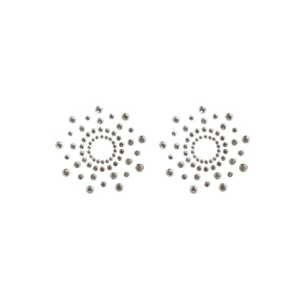 Paire de cache tétons adhésifs strass blanc