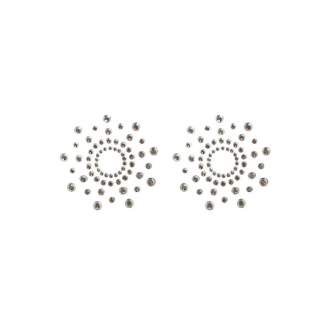 Paire de cache tétons adhésifs strass blanc