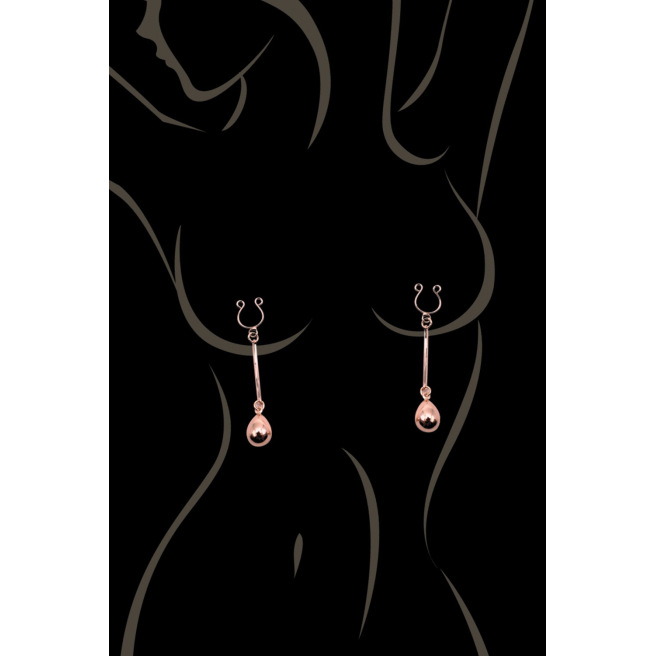 Bijou pince téton, forme perle doré rose