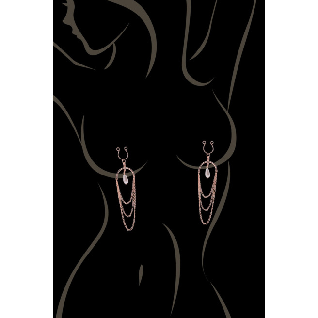 Bijoux de seins avec 3 chainettes doré rose et une perle