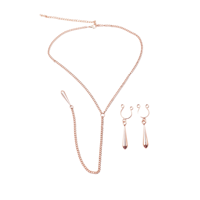 bijoux de corps, pinces de seins goutte et tour de cou chainette