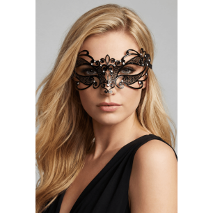 Masque vénitien Gaia rigide noir avec strass