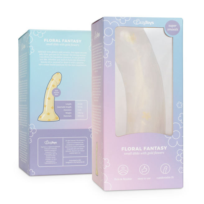 Dildo fleurs dorées 15 cm
