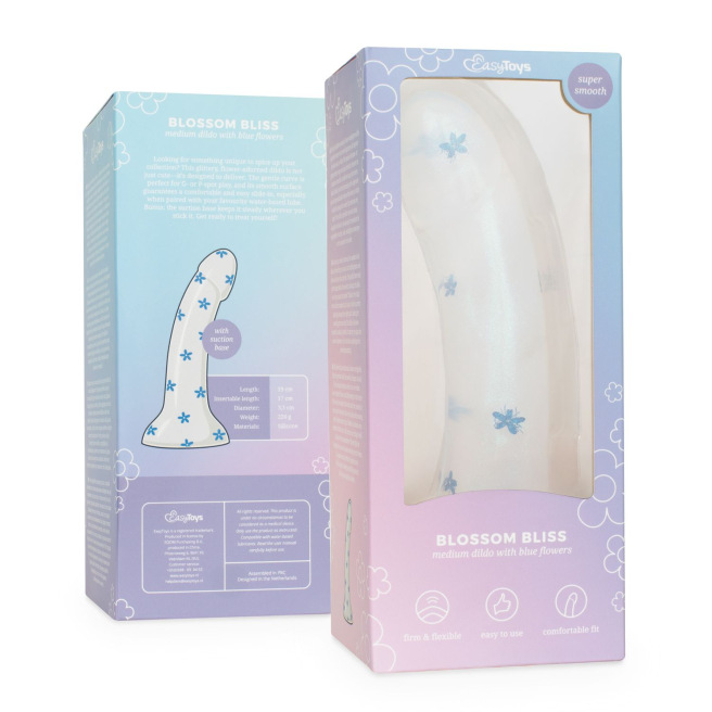 Dildo fleurs bleues - 19cm