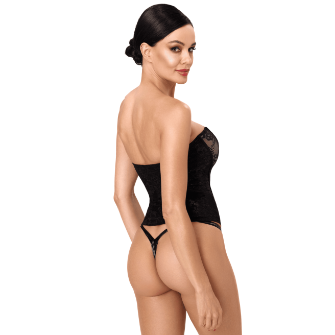 F406 One more kiss Corset en dentelle et powerwetlook