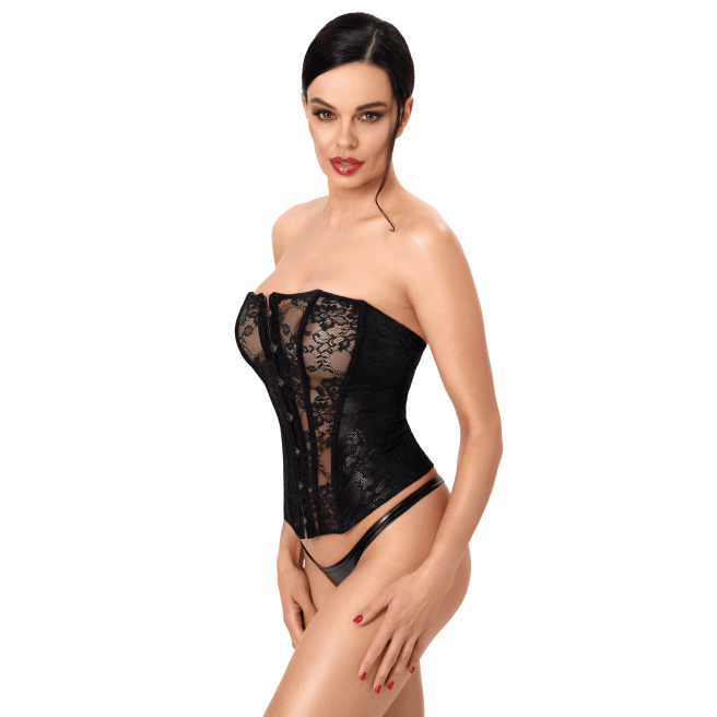 F406 One more kiss Corset en dentelle et powerwetlook