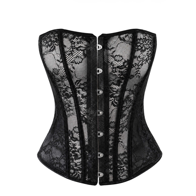 F406 One more kiss Corset en dentelle et powerwetlook