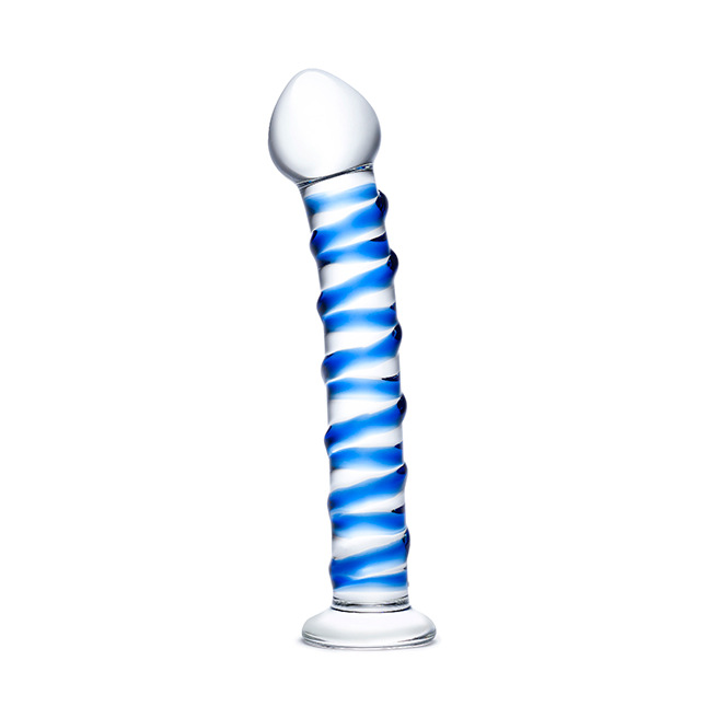 Glas - Dildo en Verre Blue Spiral