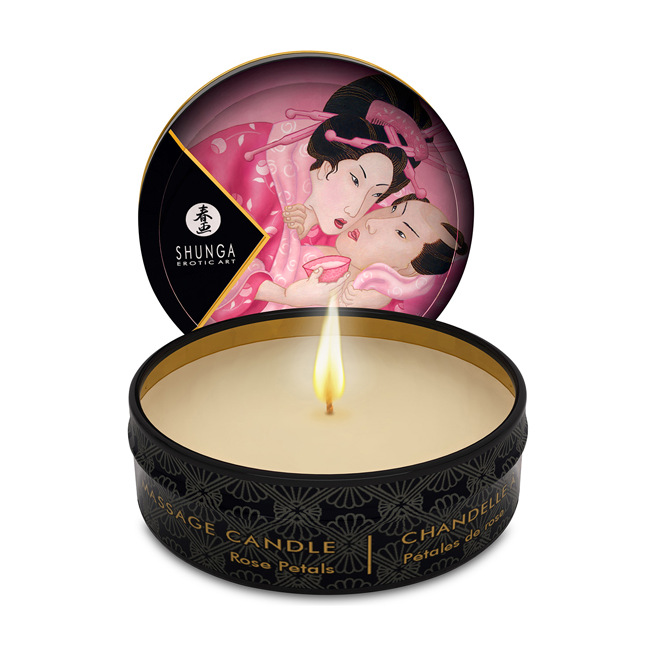 Shunga - Mini Bougie de Massage Pétales de Rose