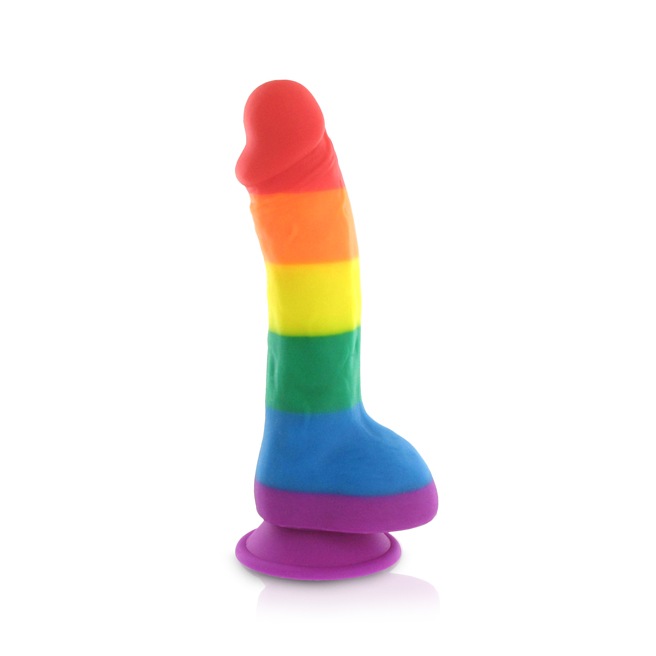 Pride Dildo - Gode arc-en-ciel en silicone avec boules