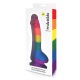 Pride Dildo - Gode arc-en-ciel en silicone avec boules