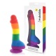 Pride Dildo - Gode arc-en-ciel en silicone avec boules