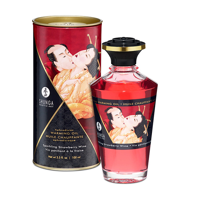 Shunga - Huile chauffante aphrodisiaque Vin pétillant de fraise 100 ml