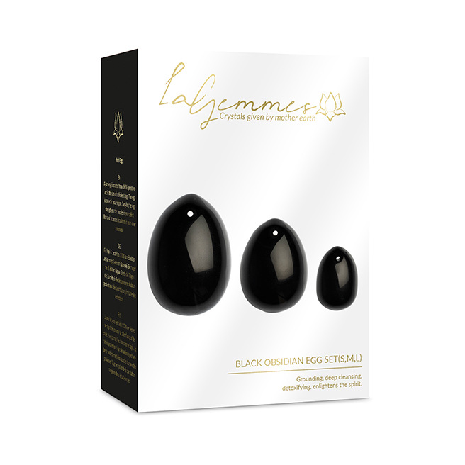 La Gemmes - Set de 3 Oeufs de Yoni en Obsidienne (L-M-S) La Gemmes - Set de 3 Oeufs de Yoni en Obsidienne (L-M-S)